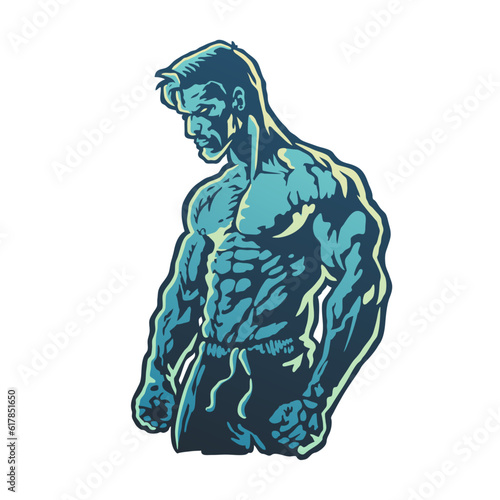 MMA fighter with a brave face and muscular body