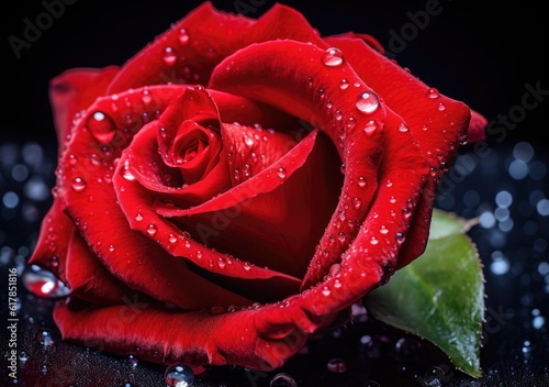 A majestic red rose. Digital Illustration. Generative ai.