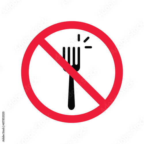 Forbidden Prohibited Warning, caution, attention, restriction label danger, ban. Do not use Fork vector icon. Fork flat sign design. Fork symbol pictogram