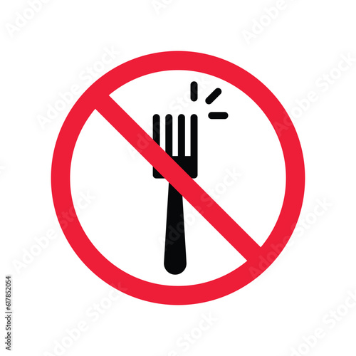 Forbidden Prohibited Warning  caution  attention  restriction label danger  ban. Do not use Fork vector icon. Fork flat sign design. Fork symbol pictogram