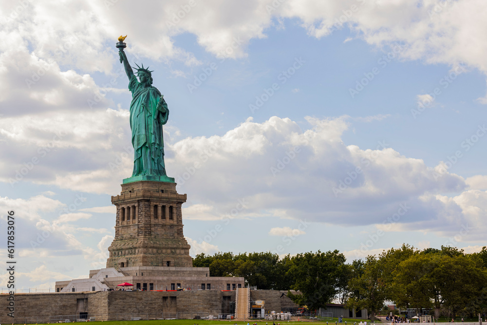 Beautiful view of Statue of Liberty on New York's Liberty Island. USA.