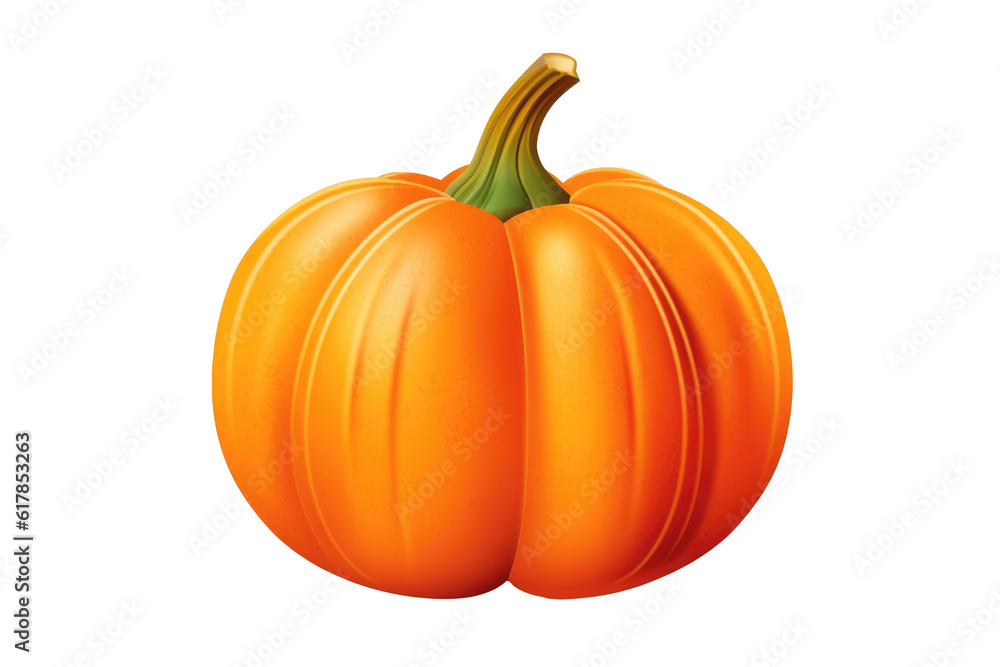 Obraz premium Single fresh orange pumpkin isolated on white background. Generative AI