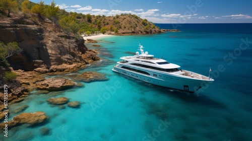 yacht or luxury boat anchored in the sea