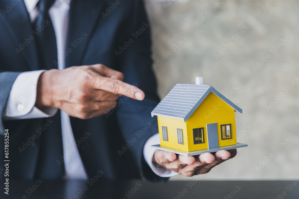 Real estate broker residential house rent listing contract. Your new house in hands. Offer of purchase house, rental of Real Estate. Holding house representing home ownership and the Real Estate. Real estate broker residential house rent listing contract. Your new house in hands. Offer of purchase house, rental of Real Estate. Holding house representing home ownership and the Real Estate.