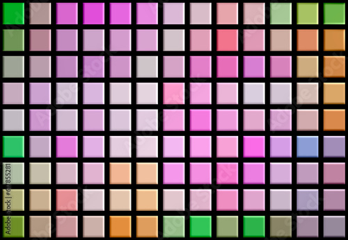 Ordered multi-colored tile squares on a black background. Mosaic tile background. Pixels concept.
