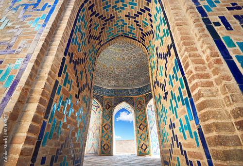 Arch entrance in mausoleum Shahi Zinda in Samarkand