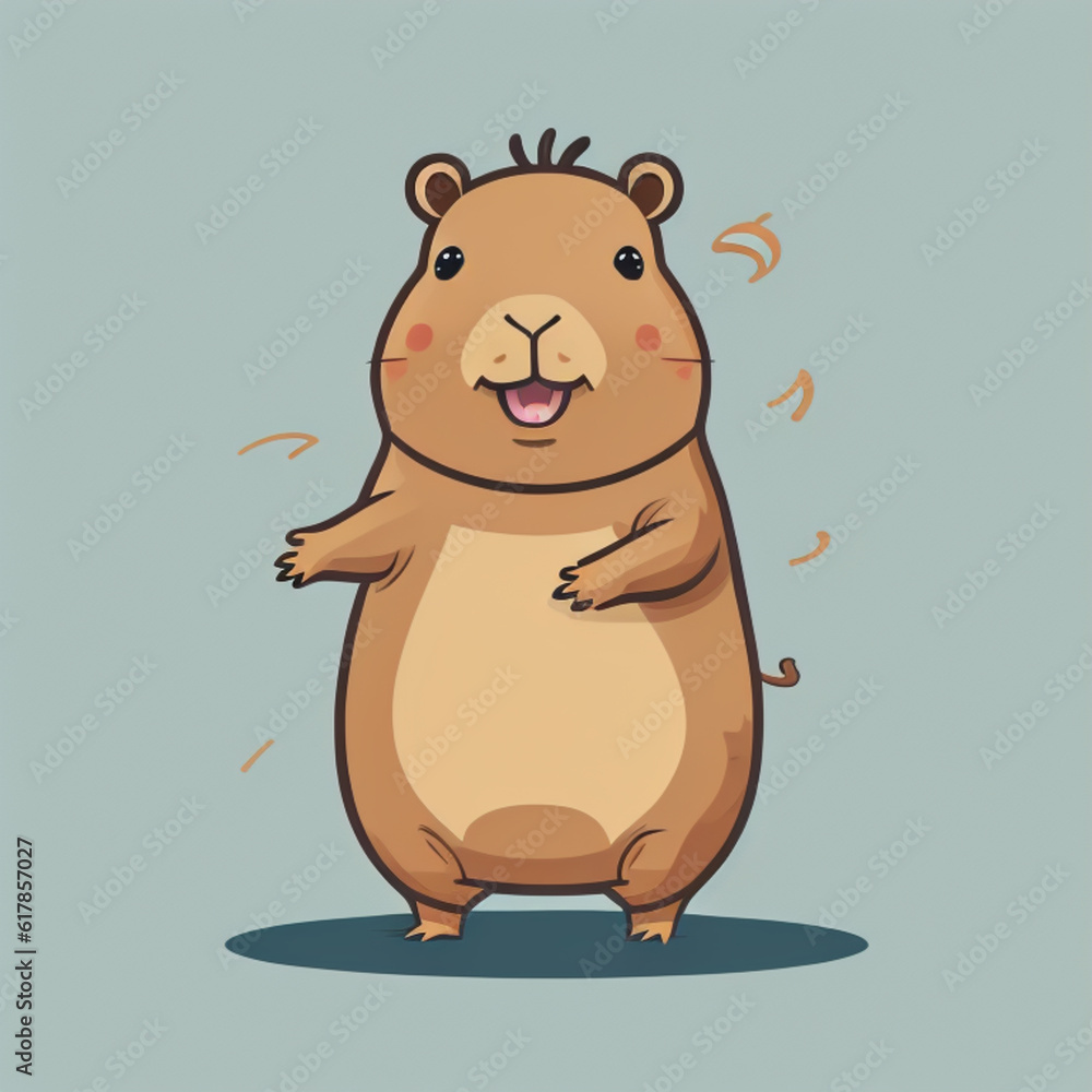 A cute and happy capybara dancing, generative ai A cute and happy capybara dancing, generative ai