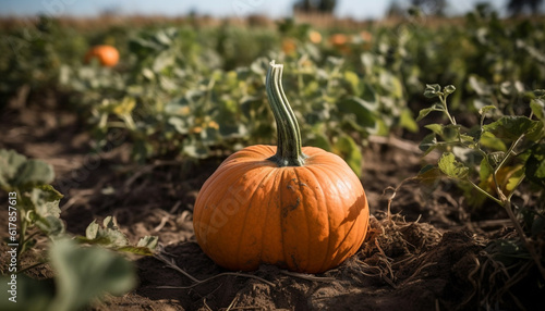 Fresh autumn harvest organic pumpkin, ripe gourd, and squash generated by AI