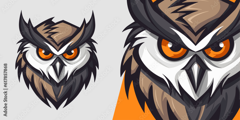 Bold Owl Mascot: Eye-Catching Logo for Sport & E-Sport Teams, Illustration Vector Graphic