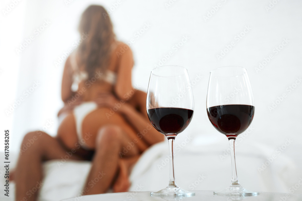 Sexy couple in bedroom and bathroom