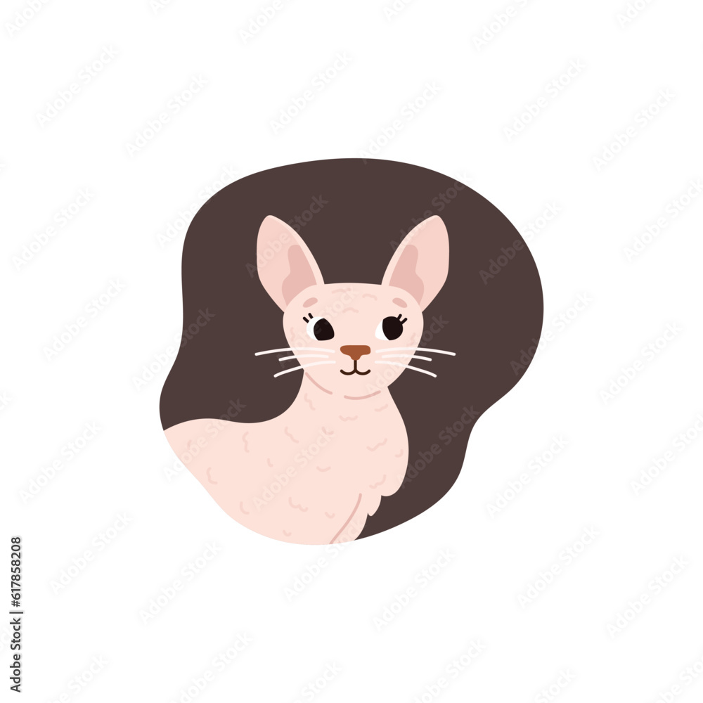 Sphinx cat cute adorable cartoon character, flat vector illustration isolated.