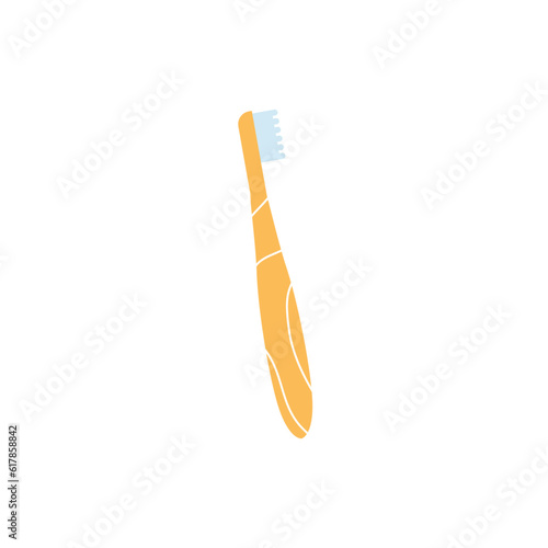 Zero waste toothbrush, cartoon bamboo eco brush. Hand drawn elements of reduce, reuse, recycle concept in isolated vector