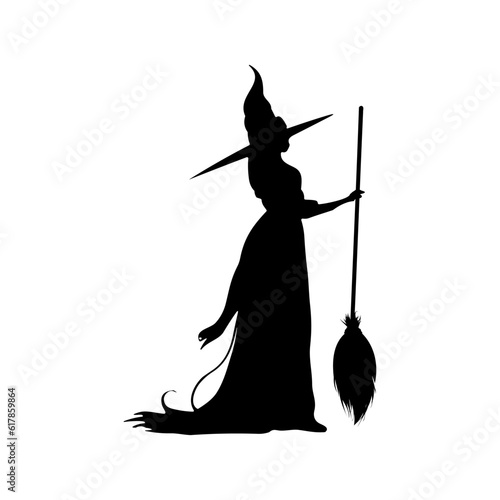 Foto Witch silhouette halloween element clip art icon
