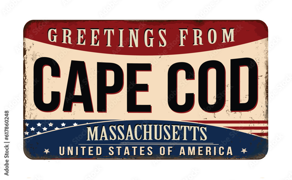 Greetings from Cape Cod vintage rusty metal sign
