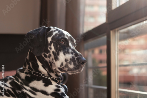 Perro mirando por la ventana