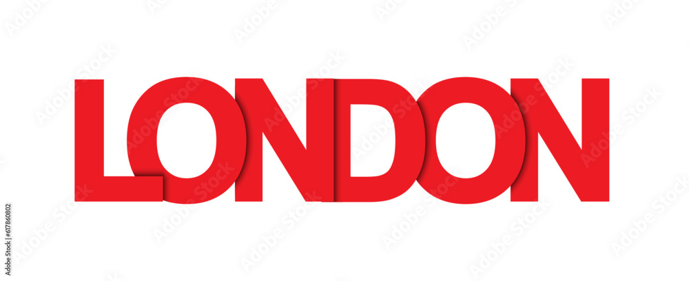 LONDON. Red banner with the name of the capital of the United Kingdom of great Britain and Northern Ireland.