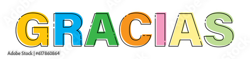 THANK YOU. Stylized vector inscription on the Spanish language for the banners and theme design.
