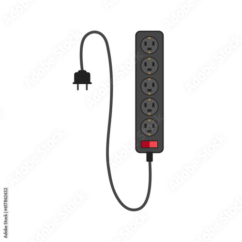Power strip isolated on white background, flat style vector illustration