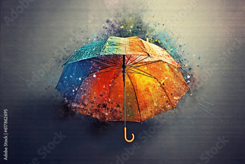 A Multi-Coloured Umbrella Protects You From The World Around You. Generative AI photo