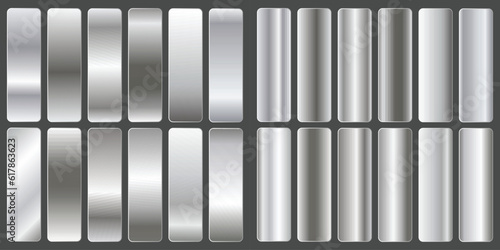 vector set of metallic steel or big set of silver gradients.