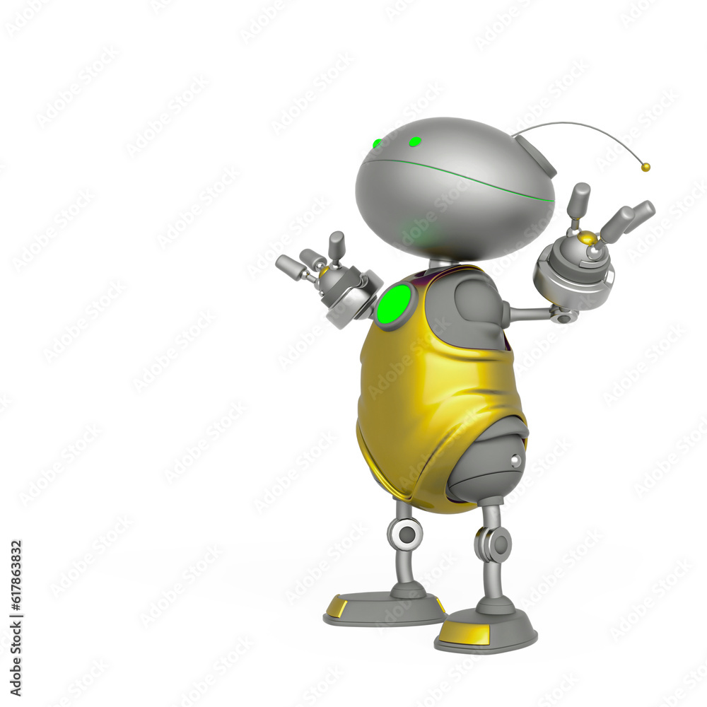 mini bot is standing up and also looking up with the arms wide open mini bot is standing up and also looking up with the arms wide open