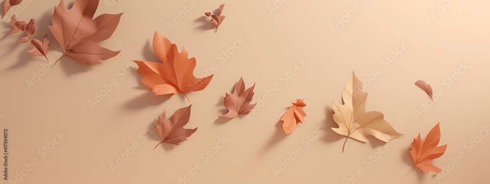 Fall seasonal background with paper autumn leaves Fall seasonal background with paper autumn leaves