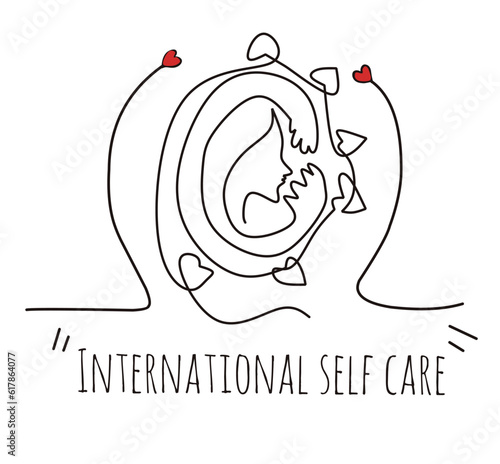 International self care day 24 July hand lettering vector illustration in script