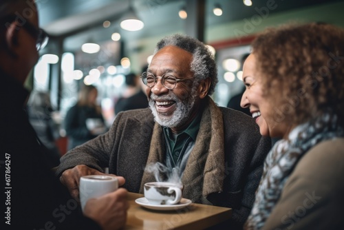 Middle age couple enjoying dating time in cafe