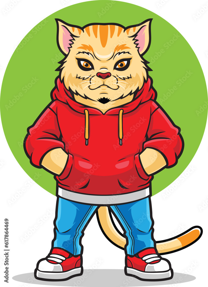 Cool Cat Fashion Cartoon Illustration Cool Cat Fashion Cartoon Illustration