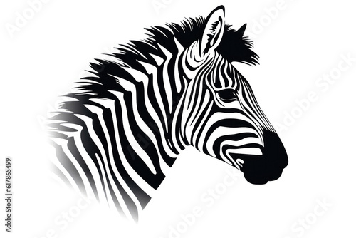 Zebra, Minimalist Style, White Background Cartoonish, Flat Illustration. Logo. Generative AI