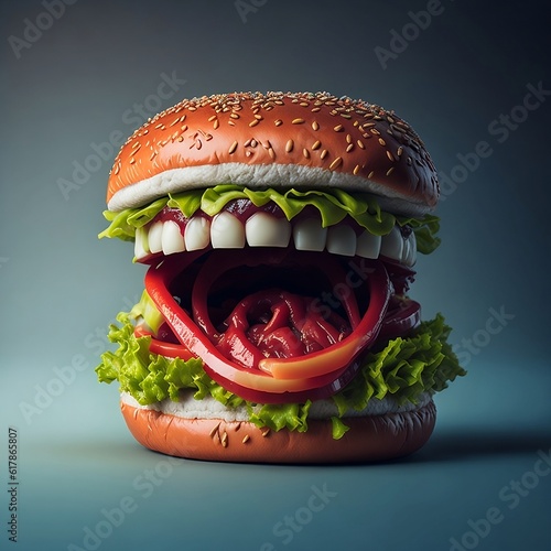 Burger with teeth and mouth - hamburger con bocca e denti photo