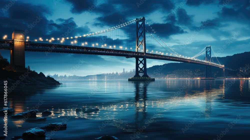 Fototapeta premium bay bridge at night, Classic view of San Francisco Bay Bridge.