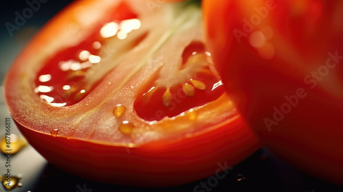 Photo close-up of fresh tomato for advertisement