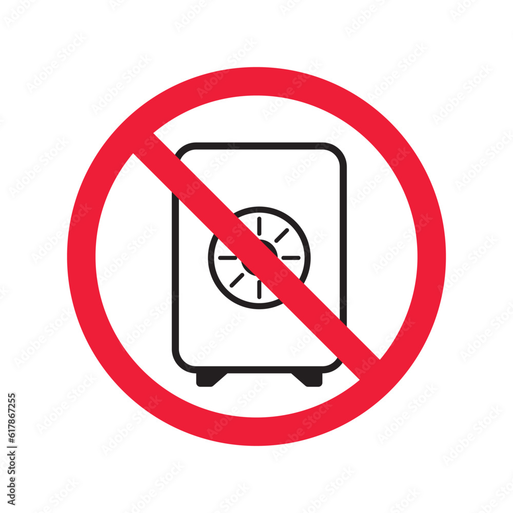 Forbidden safe icon. Warning, caution, attention, restriction, label. Bank safe box icon. Safe lock vector icon. Money safe flat sign design. Safe pictogram symbol. No vault icon. UX UI icon Forbidden safe icon. Warning, caution, attention, restriction, label. Bank safe box icon. Safe lock vector icon. Money safe flat sign design. Safe pictogram symbol. No vault icon. UX UI icon