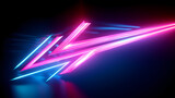Neon Arrow in Motion, Abstract Visualization of Speed and Technology with Pink and Blue Glow, generative ai.