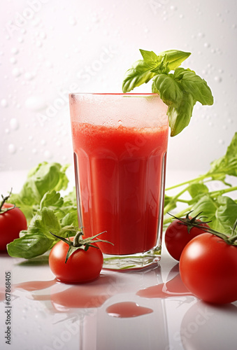Wallpaper Mural Fresh tomato juice and fresh tomatoes on rustic background. Generative AI  Torontodigital.ca