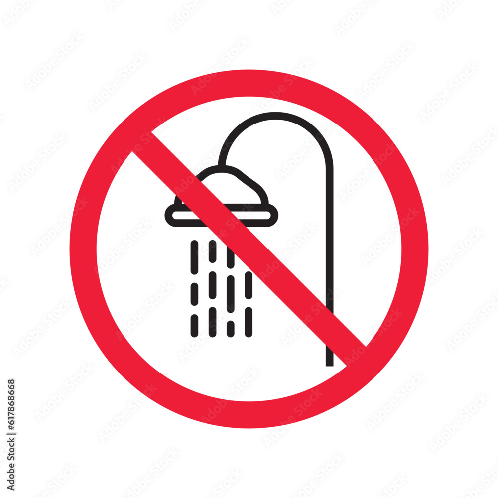 Forbidden shower icon. No shower vector sign. Prohibited Warning shower