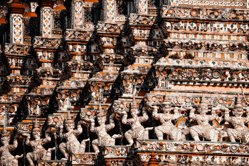 Thai architecture which is a pattern of stucco in a temple in Thailand