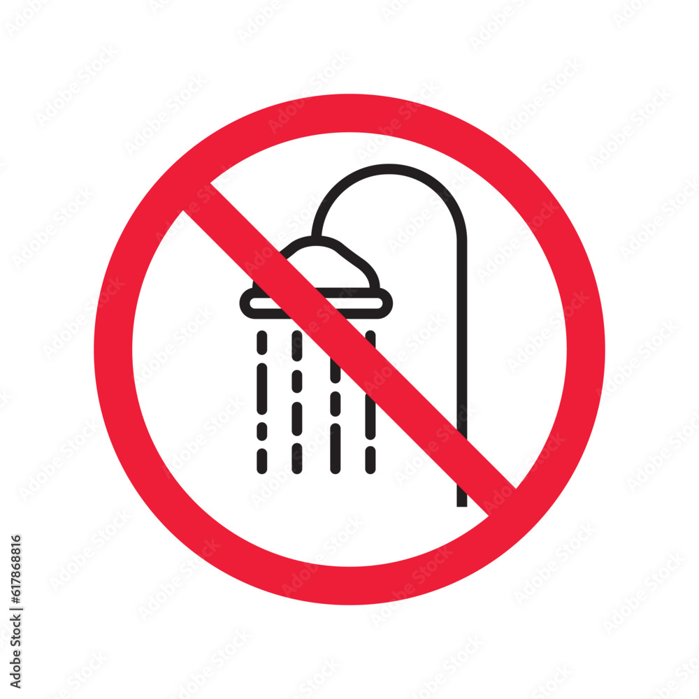 Forbidden shower icon. No shower vector sign. Prohibited Warning shower