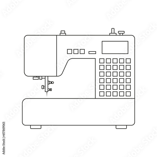 The icon of a modern sewing machine for sewing clothes on a white background.