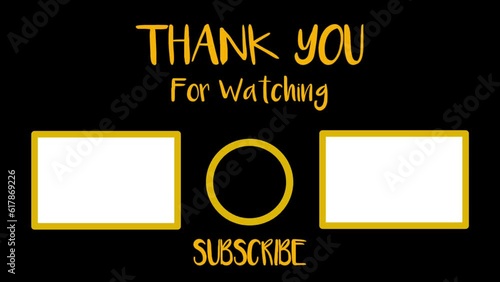 Youtube End Screen dark themed. Youtube Video template, end screen, channel. Social media