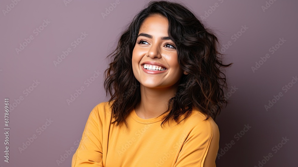 Smiling happy attractive hispanic young woman posing in studio shot Smiling happy attractive hispanic young woman posing in studio shot
