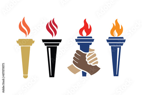 set torch icon logo vector illustration, torch design vector