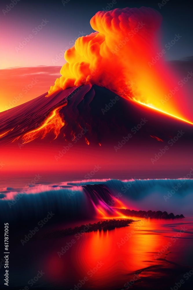 fire in the sky volcano burst