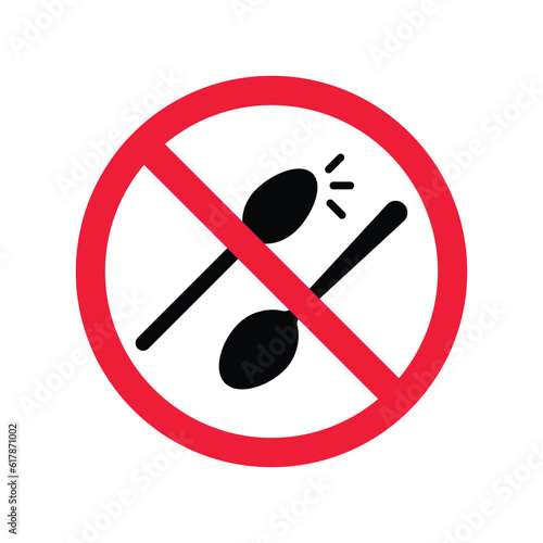 Forbidden spoon vector icon. Prohibited Warning, caution, attention, restriction label, ban,  danger. No spoon flat sign design. Do not use spoon symbol pictogram