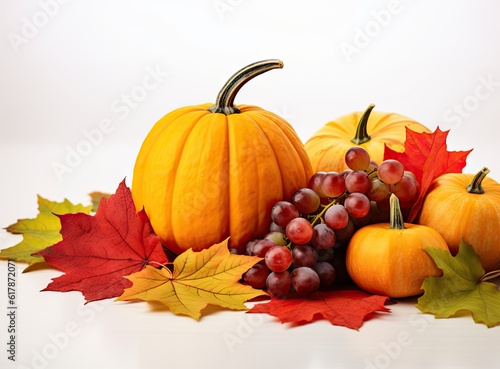 autumn nature concept. Fall fruits and vegetables. thanksgiving. created with Generative AI technology