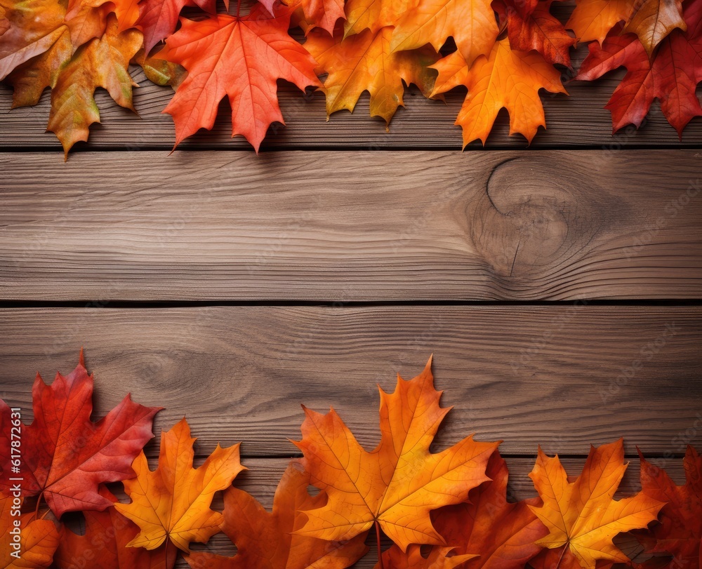Background yellow autumn leaves on the background a dark wood created with Generative AI technology Background yellow autumn leaves on the background a dark wood created with Generative AI technology
