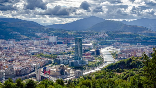 Panoramic of the city of Bilbao with the river and the Guggenheim Museum photo