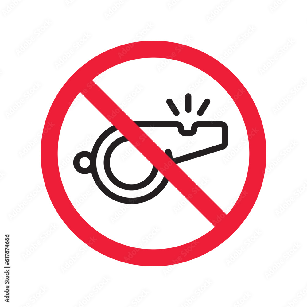 Forbidden whistle icon. No whistle vector icon. Prohibited Warning, caution, attention, restriction. No whistle icon flat sign design. UX UI icon symbol pictogram Forbidden whistle icon. No whistle vector icon. Prohibited Warning, caution, attention, restriction. No whistle icon flat sign design. UX UI icon symbol pictogram