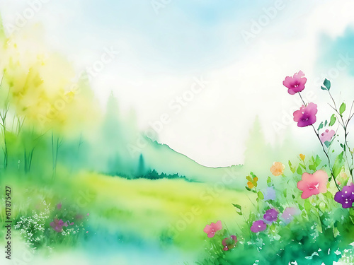 Hand-painted watercolor nature background © Ai PB